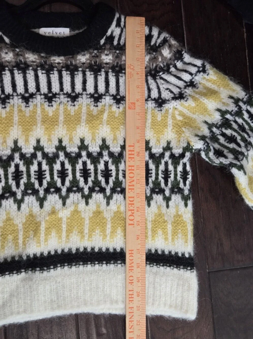 Velvet by Graham & Spencer Alpaca Fair Isle Sweater Yellow Ivory Peru S